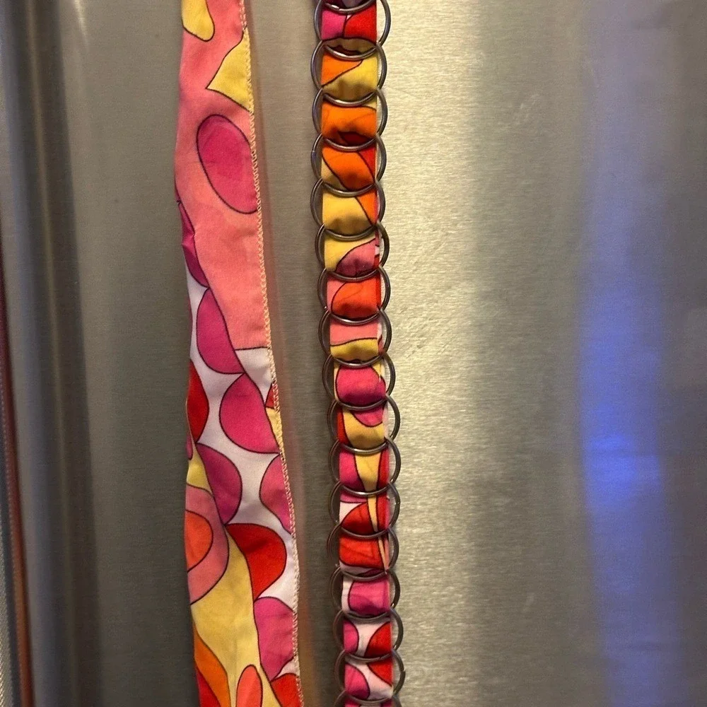 Bold vibrant hippie-chic,festival belt tie closure 29in total 20 w hardware